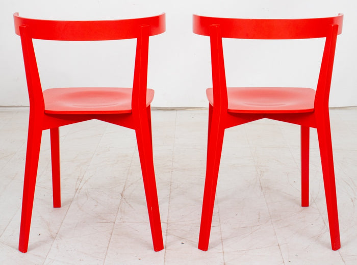 Scandinavian Modern Red Side Chairs, 2