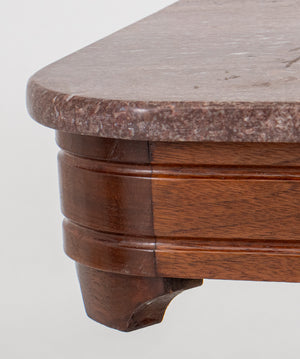 Victorian Style Walnut Marble Top Table (8920567415091)