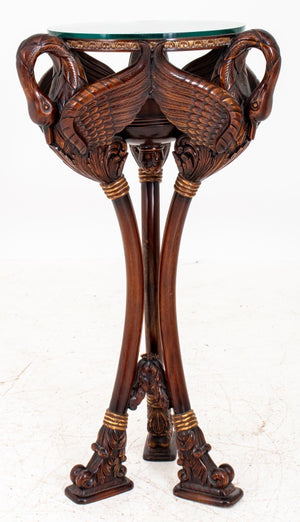 Art Nouveau Revival Swan Carved Mahogany Pedestal (8920562696499)