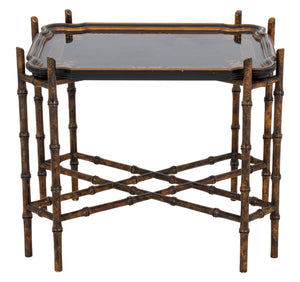 Chinoiserie Lacquered Wood Tray on Bamboo Stand (8920559550771)