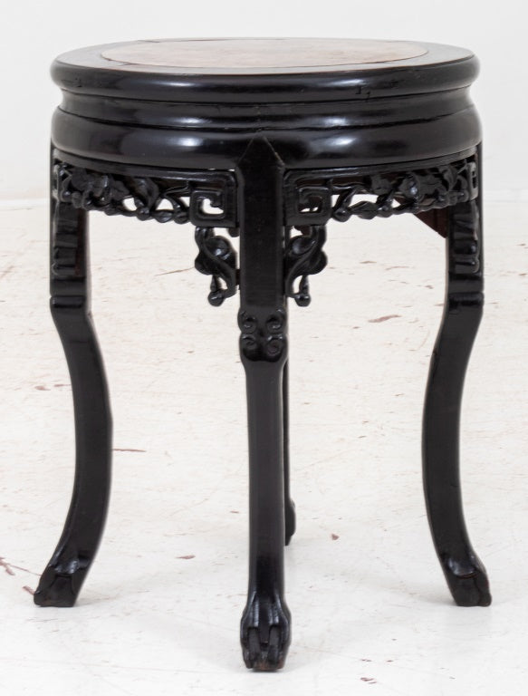 Chinese Art Deco Mahogany End Table / Plant Stand