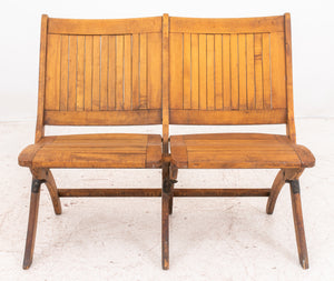 Wood Two Seat Folding Chairs Bench (8920567218483)