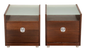 Danish Modern Glass & Rosewood Bedside Tables, 2 (8920556568883)