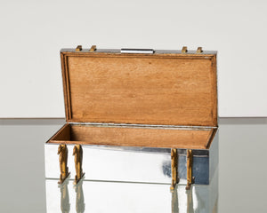 Art Deco Silver Plated and Bronze Seahorses Decorative Box (8814802075955)