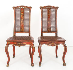 George I Style Japanned and Caned Side Chairs, Pair (8470048112947)