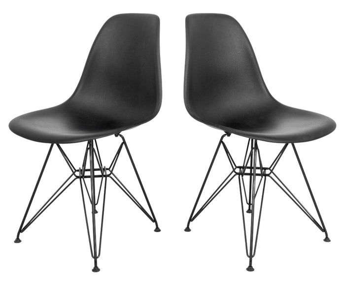Eames for Miller Black Shell Side Chairs, Pair