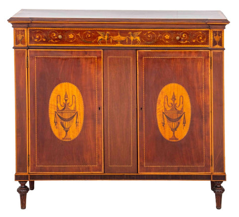 Edwardian Sheraton Revival Marquetry Cabinet