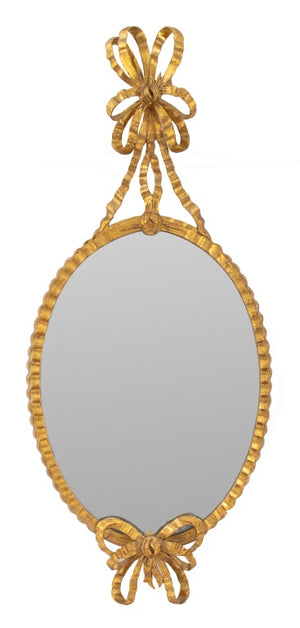 Italian Giltwood Ribbon-Tied Oval Mirror, 20th C. (8912230973747)