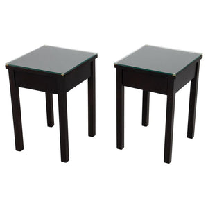 Modern Stained Birch Glass Top Accent Tables, Pair (9052643492147)