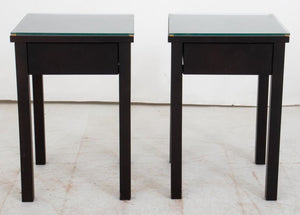 Modern Stained Birch Glass Top Accent Tables, Pair (9052643492147)