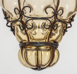 Archimede Seguso Attr. Amber Glass Pedant Lamp (8960949813555)