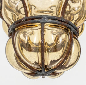 Archimede Seguso Attr. Amber Glass Pedant Lamp (8960949813555)
