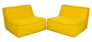 Verzelloni "Zoe" Yellow Fabric Armchairs, Pair (8955239760179)