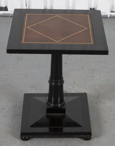 Hekman Ebonized Wood Leather Top Pedestal Table