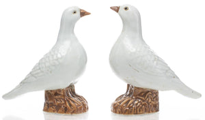 Chinese Export White Porcelain Birds, Pair (8927764676915)