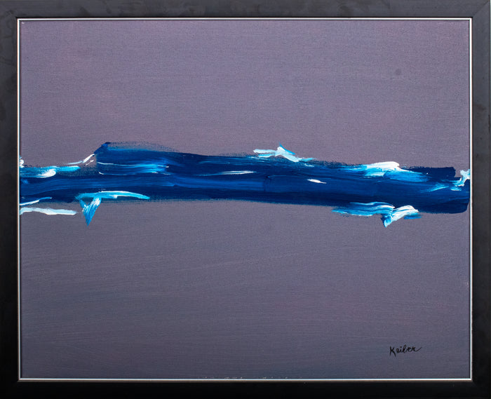 Signed Modern "Blue Wave I" Oil on Canvas