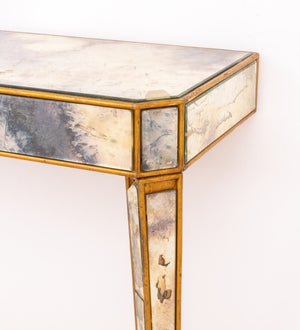 Hollywood Regency Mirrored Parcel-Gilded Console (8416462405939)