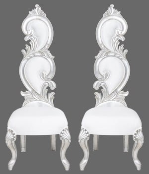 Fantasy Rococo Silvered Wood Side Chair, Pair (8240224338227)
