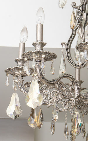 Rococo Style Silvered Metal Crystal Chandelier (8270910390579)