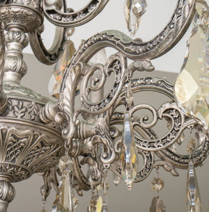 Rococo Style Silvered Metal Crystal Chandelier (8270910390579)