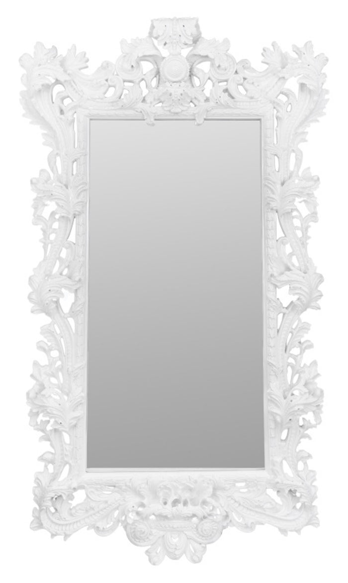 Baroque Revival White Lacquered Full Length Mirror
