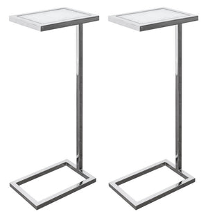 Eileen Gray Style Modernist Chrome Mirror Tables, Pair (8262793724211)
