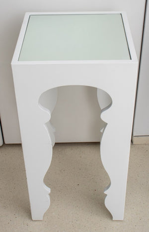 Modern White Lacquer Mirror Top Accent Table (8262662816051)