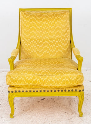 Louis XV Style Yellow Painted Upholstered Armchair (8311064625459)