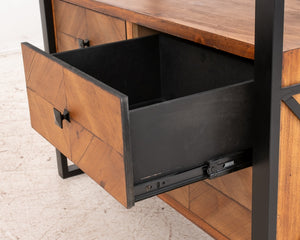 Industrial Loft Style Wood & Metal Bookcase (8297431007539)