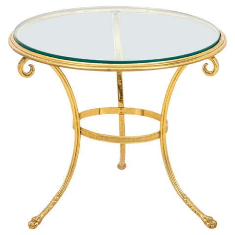 Brass and Glass Gueridon Side Table