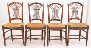 French Provincial Rush Seated Side Chairs, Set of 4 (8315374862643)