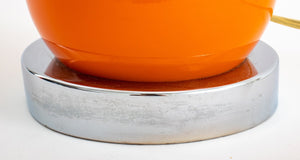 Mod Orange Sacked Ball Table Lamp, 1970s (8330135830835)