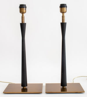 Mid-Century Modern Style Wooden Column Lamps, Pair (8358699434291)