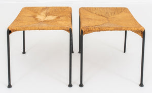 Paul McCobb Manner Jute Wrapped Iron Benches, Pair (8379368374579)