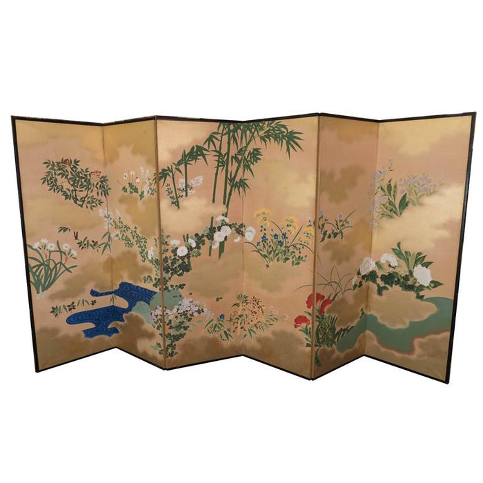 Japanese Late Meiji-Early Showa Period Six-Panel Screen