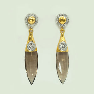 Gurhan 18K Yellow Gold Smoky Quartz Drop Earrings with Diamonds (6719987744925)