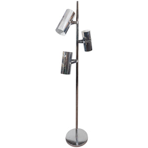 Koch and Lowy Chrome Floor Lamp/ Spot Light with Three Cylinder Pivoting Shades (6719605702813)