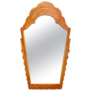 Italian Art Deco Wall Mirror with Silver Leafed Layered Wood (6955220009117)