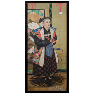 Meiji Period Japanese Imperial Painting on Silk, with Man in Multi-Colored Coat (6719676022941)