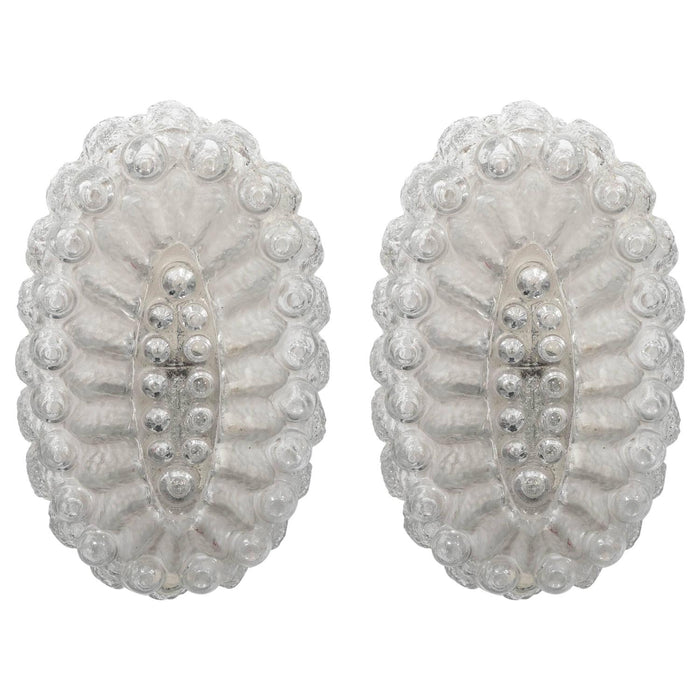 Oval Flush Mount Sconces in Textured Glass