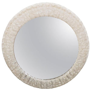 Round Mid-Century Wall Mirror in Illuminated and Textured Resin Frame (6719615271069)