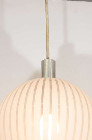 An Italian Clear Glass Globe Pendant with White Stripes (6719555010717)