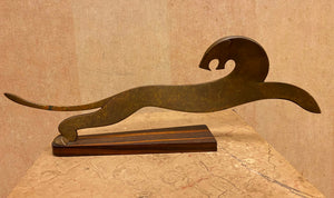 French Bronze Tiger Sculpture on Macassar Base (7165736026269)