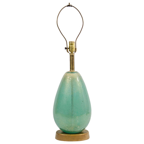 Flavio Poli for Seguso Modern Green Murano Glass Drop Lamp