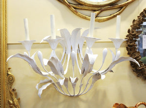 Art Nouveau Style Metal Floral Candelabra Sconces in White left (6719954944157)