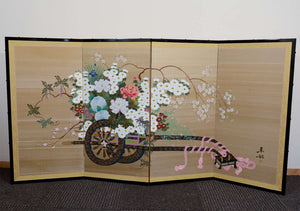 Japanese Four Panel Screen with Flower Cart (6719620219037)