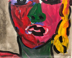 Peter Keil "Self Portrait" Abstract Expressionist Oil Painting Lips Detail (6719947997341)