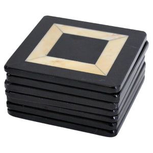 Set of 7 Black and Tan Art Deco Style Coasters (7191190110365)