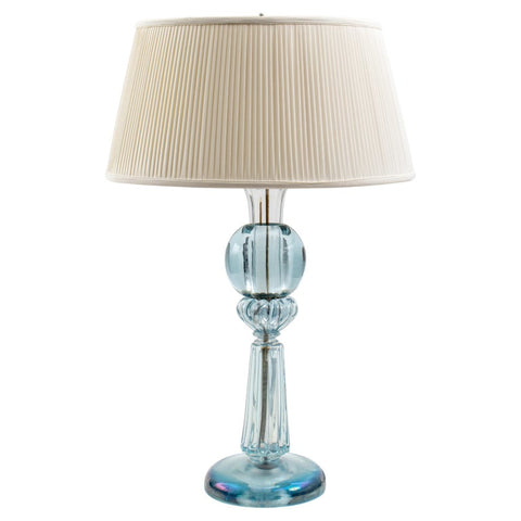 Mid Century Modern Blue Glass Table Lamp