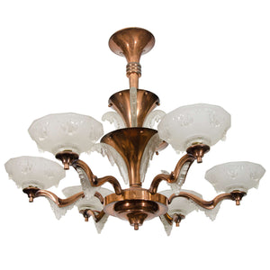 French Art Deco Three-Tier "Icicle" Chandelier in Cast Copper (6719806177437)